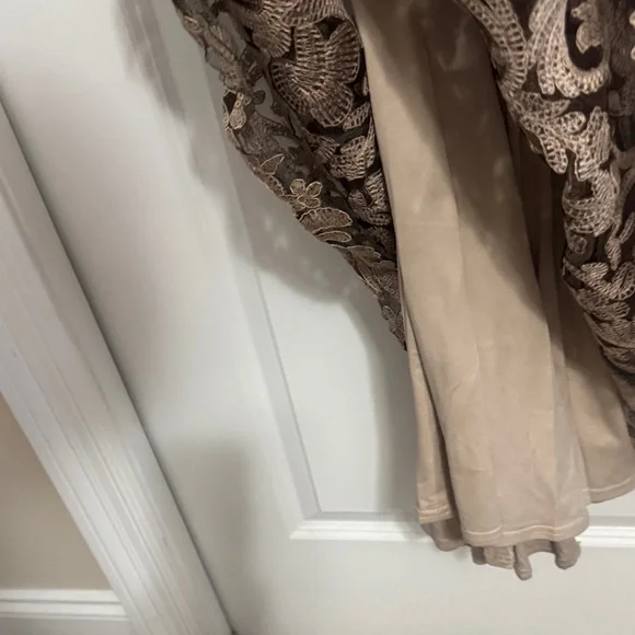 Tadashi Shoji Gold Lace Wedding Dress - Picture 6 of 16